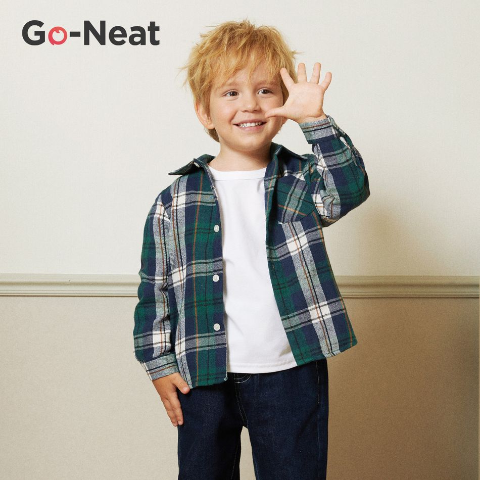 [2Y-14Y]Go-Neat Water Repellent and Stain Resistant Sibling Matching Solid Long-sleeve Tee White big image 9