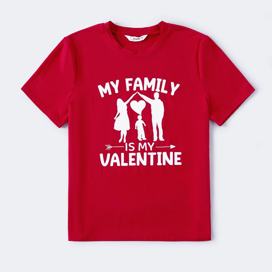 Family Matching 95% Cotton Short-sleeve Figure & Letter Print T-shirts redblack big image 3