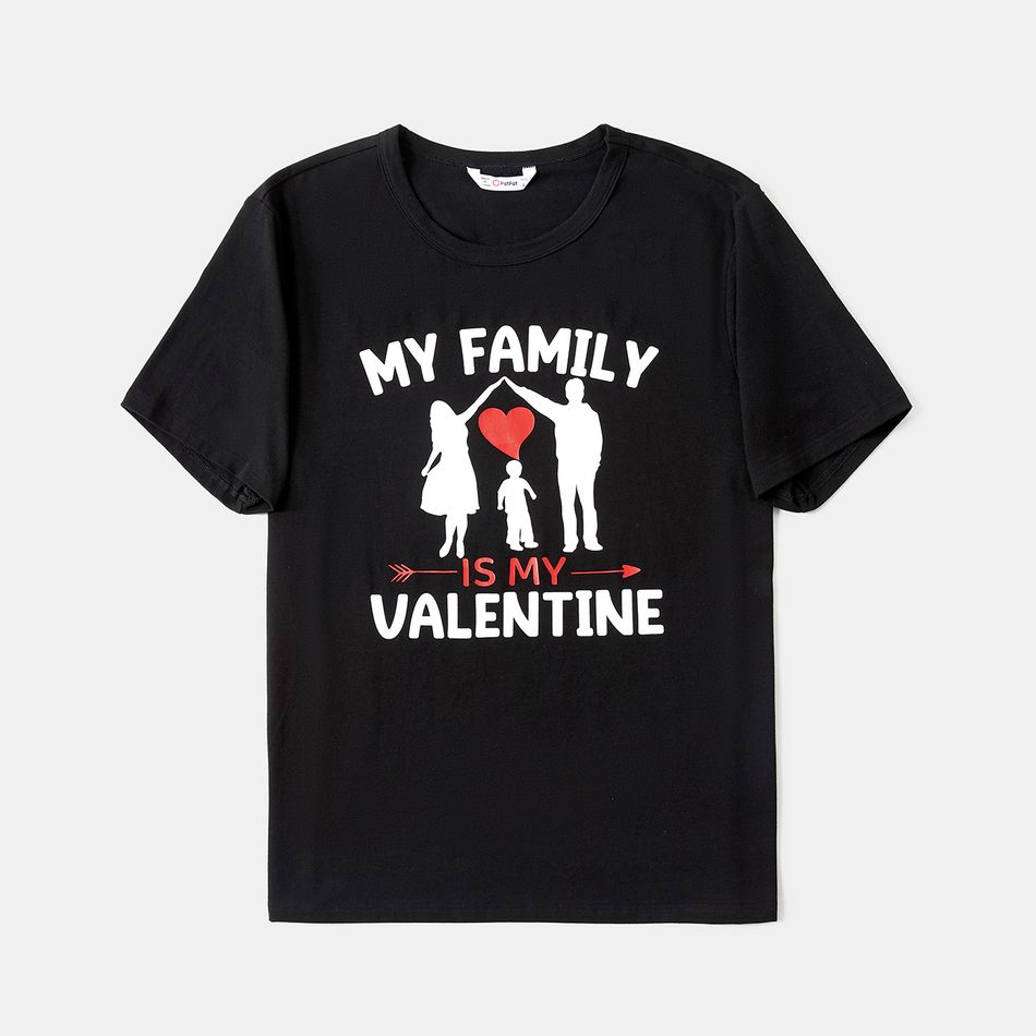 Family Matching 95% Cotton Short-sleeve Figure & Letter Print T-shirts redblack big image 4