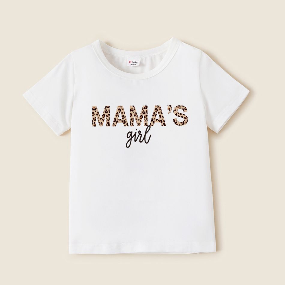 Mommy and Me Leopard Letter Print White Short-sleeve T-shirts White big image 3