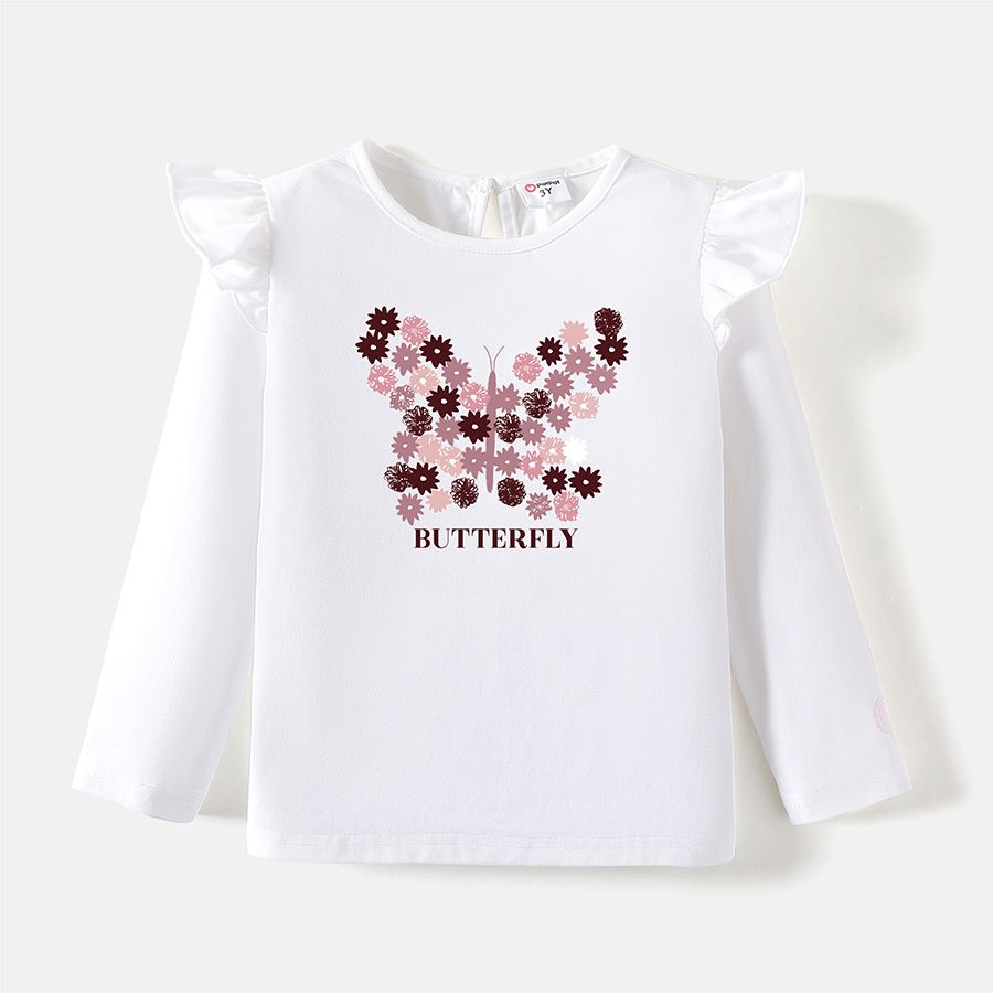 Go-Neat Fleckenbeständig Kleinkinder Mädchen Tierbild Langärmelig T-Shirts weiß big image 2