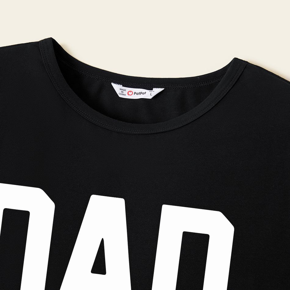 Family Matching 95% Cotton Short-sleeve Letter Print Tee Black big image 3