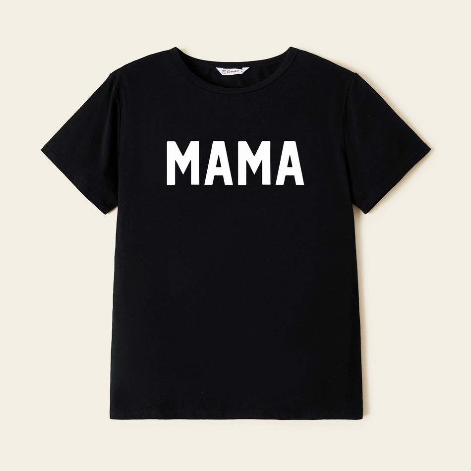 Family Matching 95% Cotton Short-sleeve Letter Print Tee Black big image 4