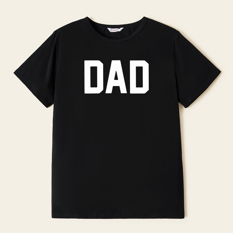 Family Matching 95% Cotton Short-sleeve Letter Print Tee Black big image 2