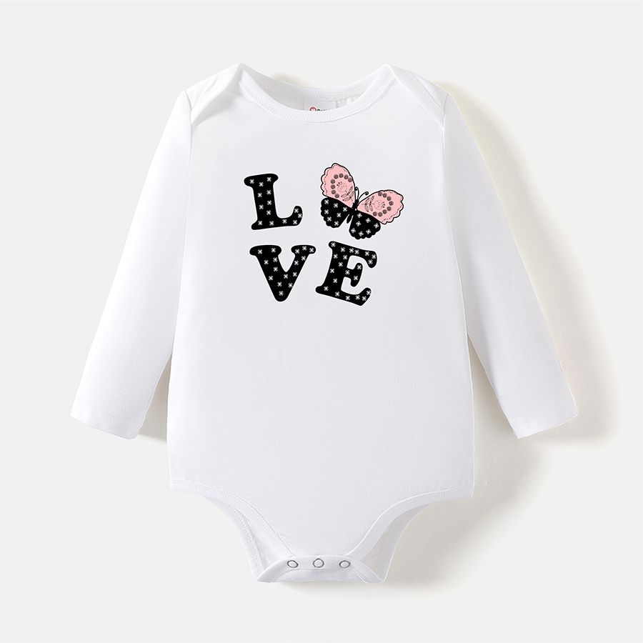 [0M-24M] Go-Neat Water Repellent and Stain Resistant Baby Girl Letter Print Long-sleeve Rompers White big image 2