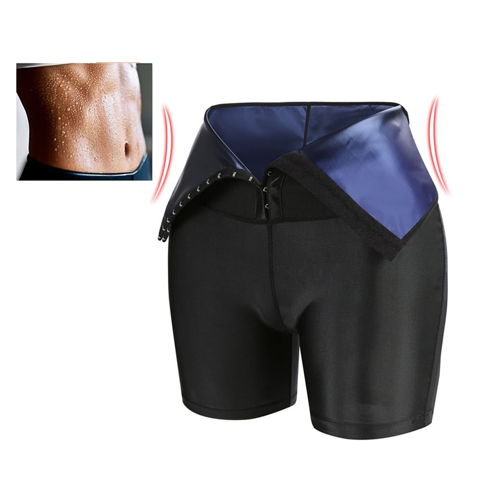calças de suor de sauna para mulheres de cintura alta controle de barriga shorts de emagrecimento treino exercício modelador de corpo coxas Preto big image 4