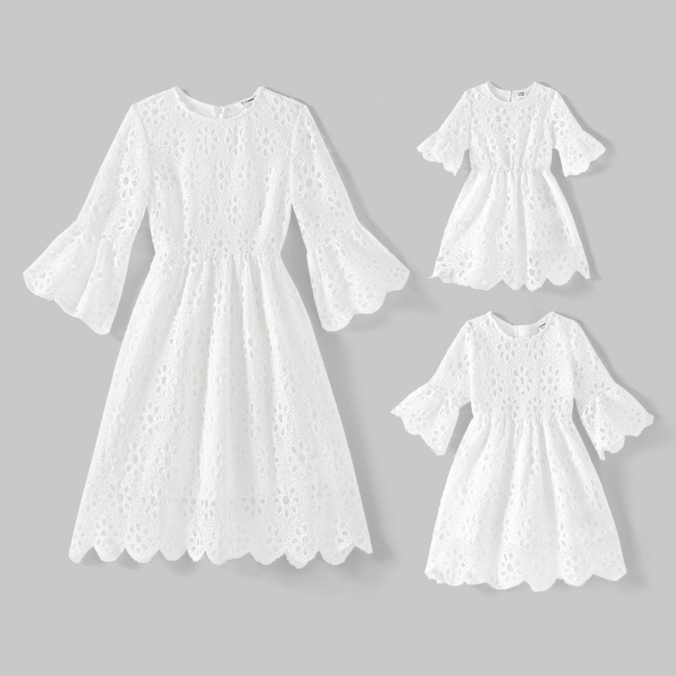 Manga a três quartos Vestidos Mãe e eu Branco big image 1