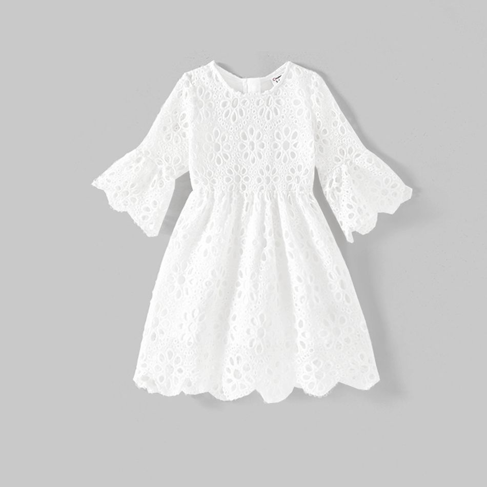 Manga a três quartos Vestidos Mãe e eu Branco big image 3