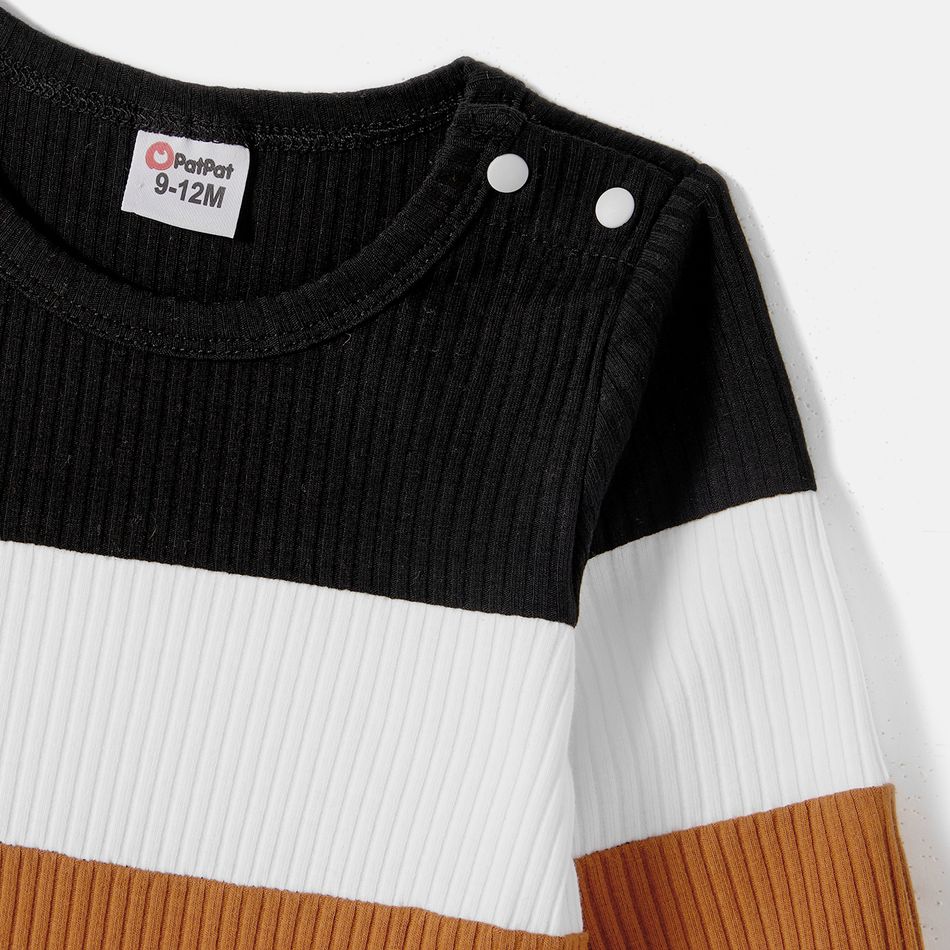 Family Matching Long-sleeve Colorblock Spliced Dresses and Tops Sets Color block big image 6