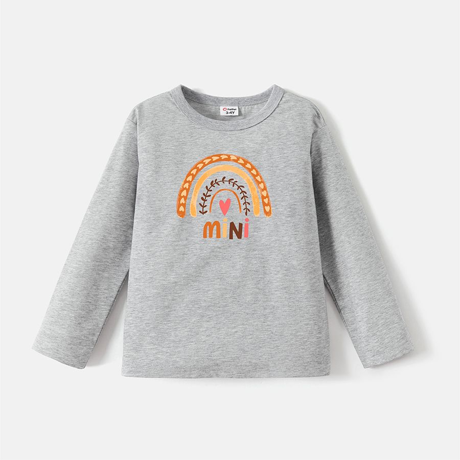 Go-Neat Water Repellent and Stain Resistant Mommy and Me Rainbow Print Long-sleeve Tee Light Grey big image 4