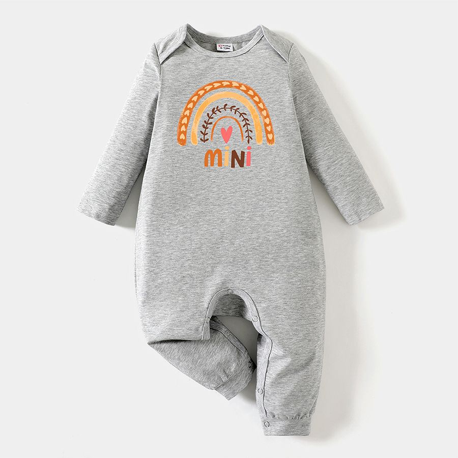 Go-Neat Water Repellent and Stain Resistant Mommy and Me Rainbow Print Long-sleeve Tee Light Grey big image 3