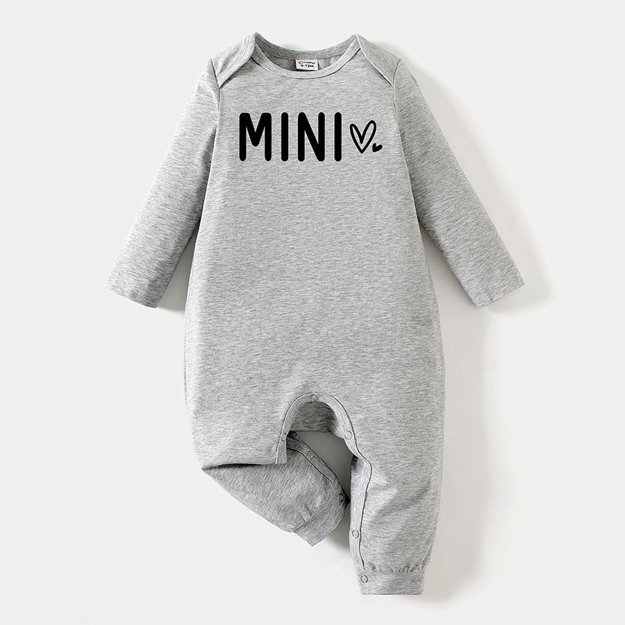 Go-Neat Water Repellent and Stain Resistant Family Matching Letter Print Long-sleeve Tee Light Grey big image 3