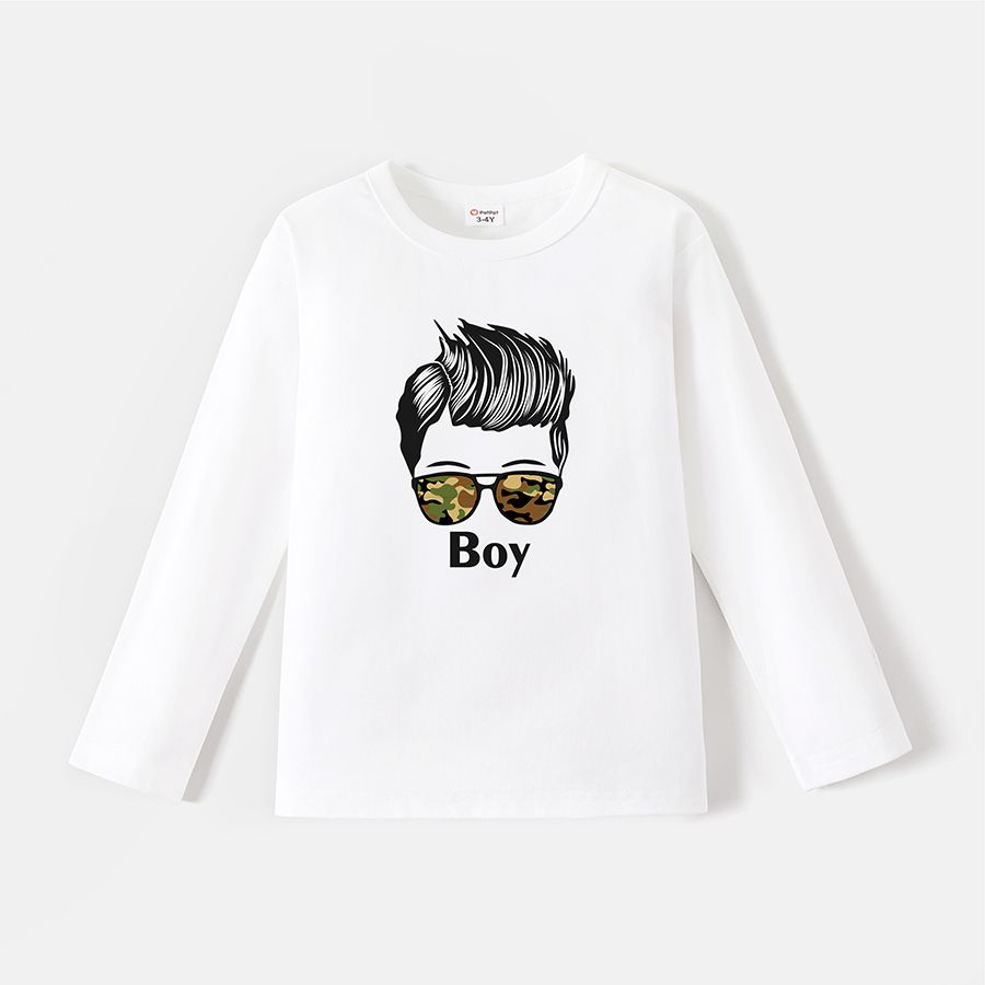 Go-Neat Water Repellent and Stain Resistant Family Matching Figure Print Long-sleeve Tee White big image 4