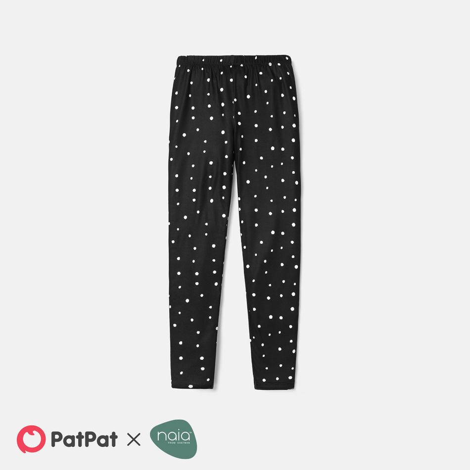 Eco-friendly RPET Fabric Toddler/Kid Girl Heart Print/Polka dots Elasticized Leggings Black