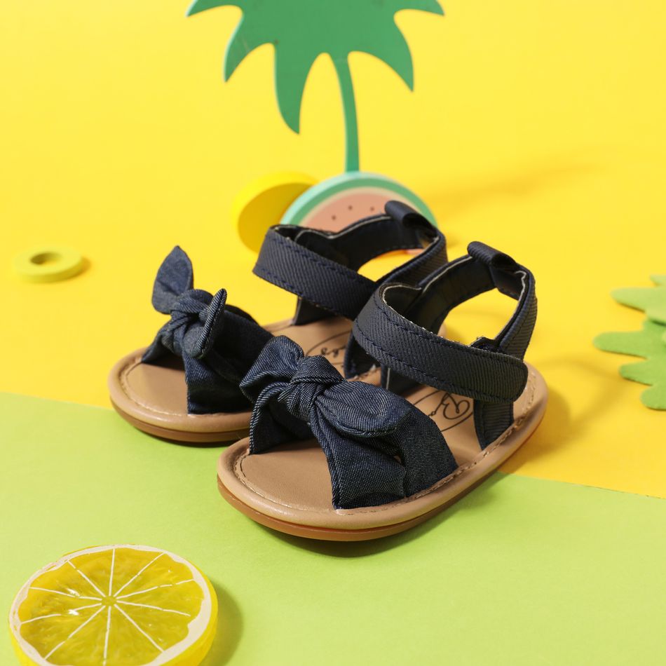 Baby / Toddler Bow Decor Denim Sandals Prewalker Shoes Royal Blue big image 2