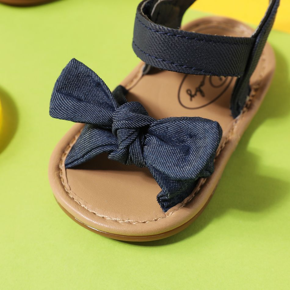 Baby / Toddler Bow Decor Denim Sandals Prewalker Shoes Royal Blue big image 3