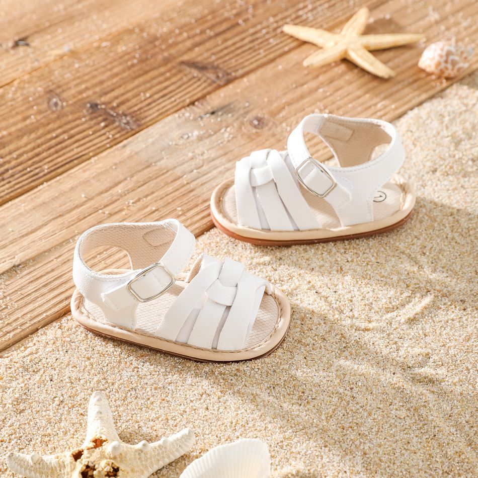 Baby / Toddler Open Toe Cross Vamp Sandals Prewalker Shoes White big image 3