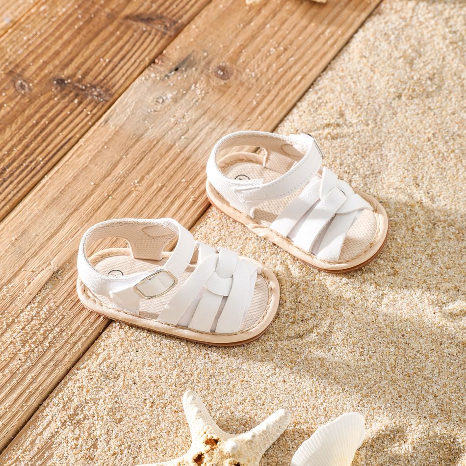 Baby / Toddler Open Toe Cross Vamp Sandals Prewalker Shoes White big image 1