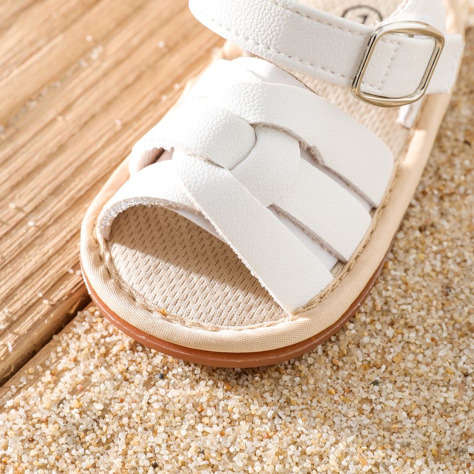 Baby / Toddler Open Toe Cross Vamp Sandals Prewalker Shoes White big image 4