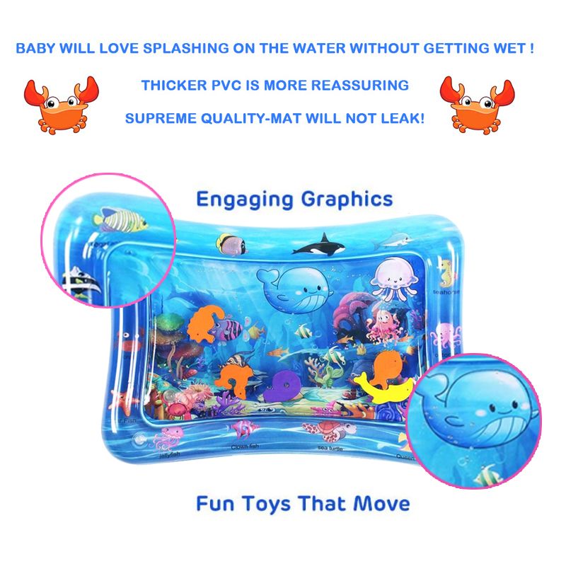 Tummy Time Baby Water Play Mat Inflatable Toy Mat for Infant Toddlers Activity Center for Newborn Boy Girl Pink big image 4