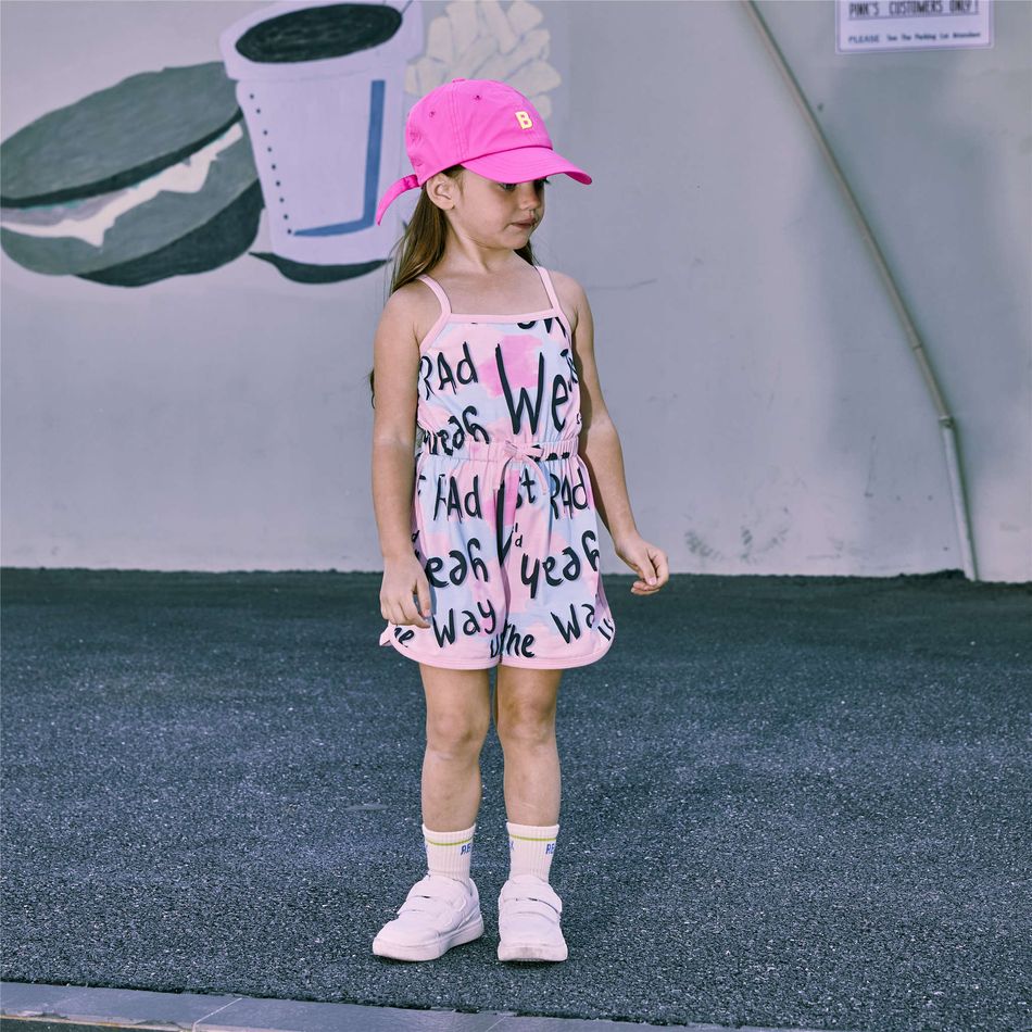 Toddler Girl Naia Letter Painting Print Bowknot Design Slip Rompers Colorful big image 3