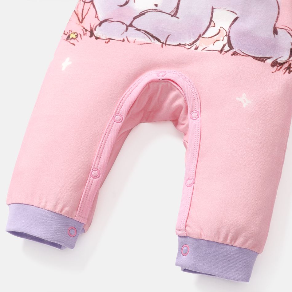 Care Bears Baby Boy/Girl Bear & Rainbow Print Long-sleeve Cotton Jumpsuit Light Pink big image 3
