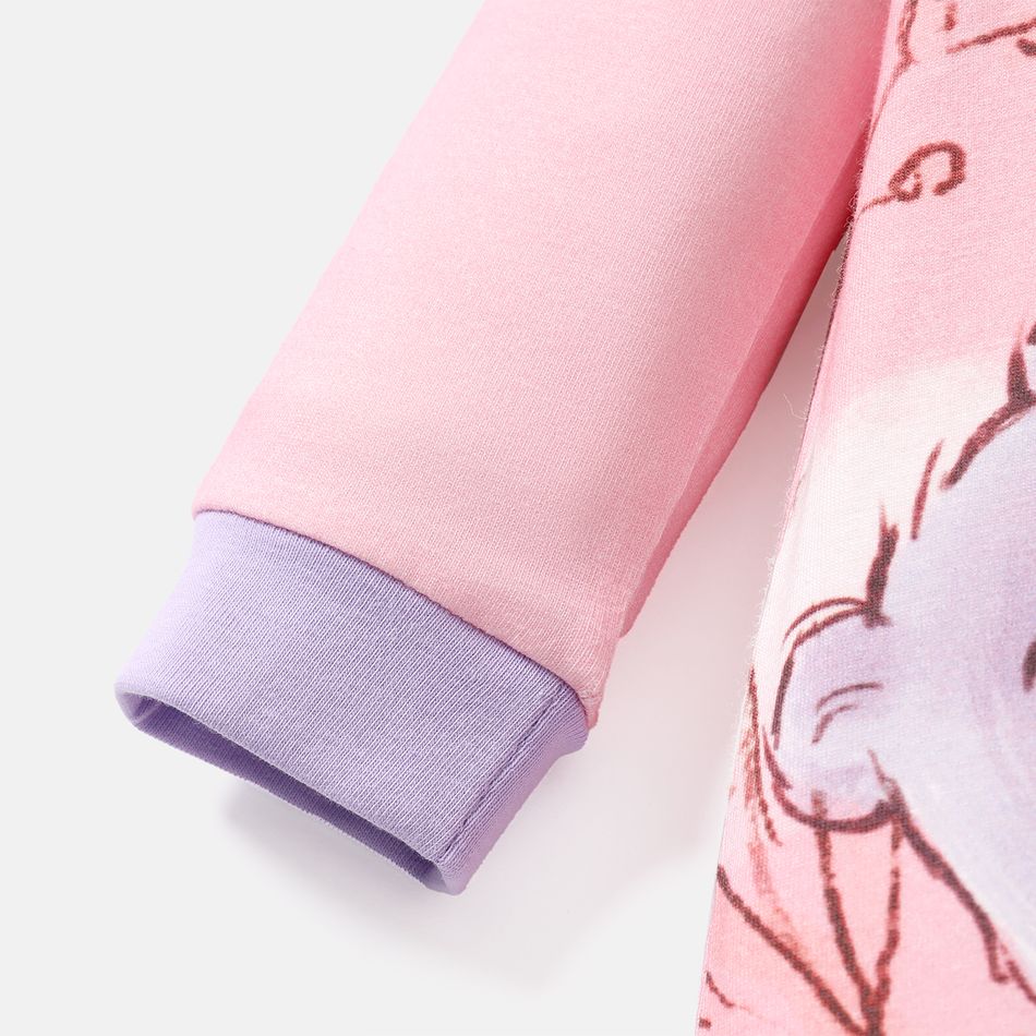 Care Bears Baby Boy/Girl Bear & Rainbow Print Long-sleeve Cotton Jumpsuit Light Pink