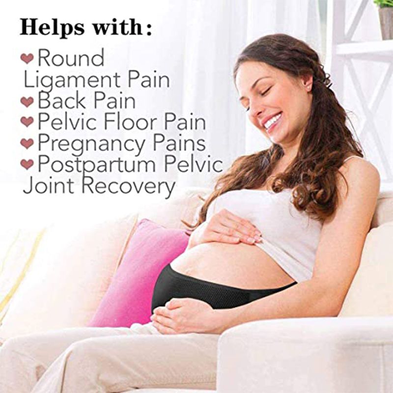 Maternity Belly Band Pregnancy Belly Support Band for Abdomen Pelvic Waist Back Pain Adjustable Maternity Belt Black big image 2