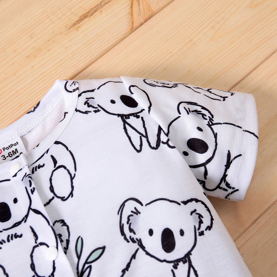 Naia™ Baby Boy/Girl Grey Striped or Allover Bear Print Short-sleeve Romper Color block big image 5
