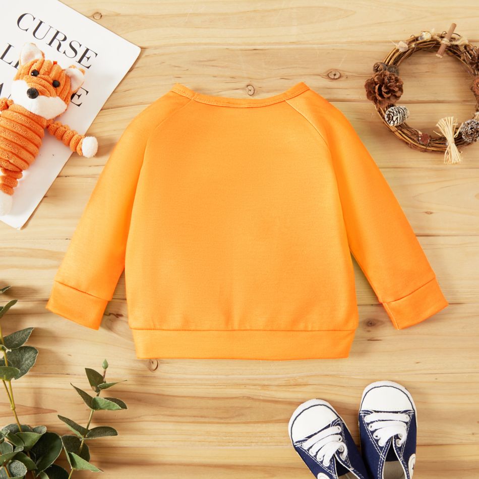 Baby Boy/Girl Animal Print 3D Ears Detail Long-sleeve Sweatshirt Orange red big image 2