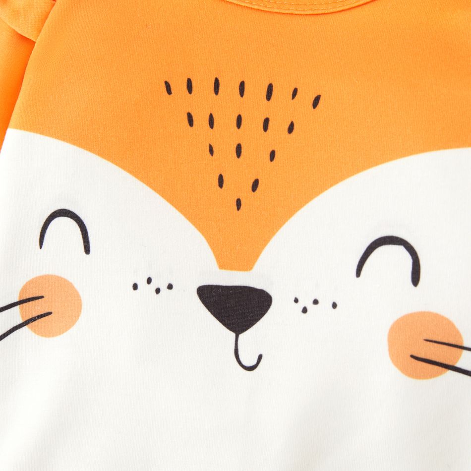 Baby Boy/Girl Animal Print 3D Ears Detail Long-sleeve Sweatshirt Orange red big image 4