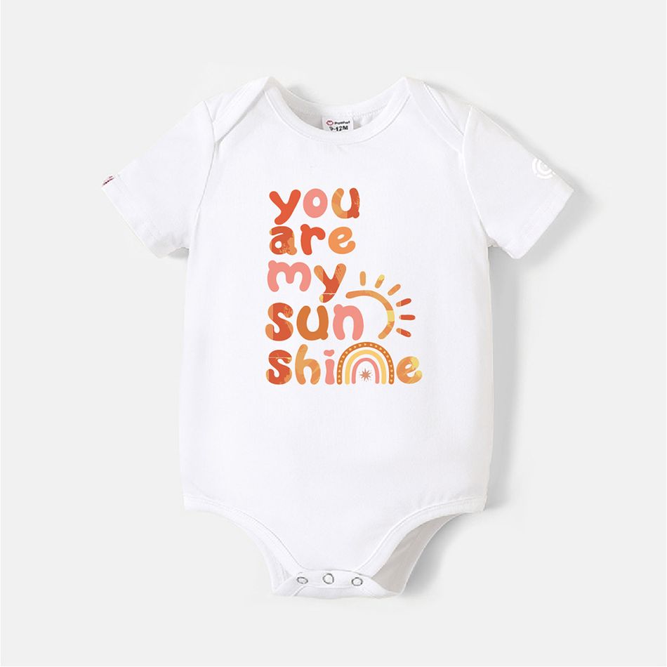 [0M-24M] Go-Neat Water Repellent and Stain Resistant Baby Boy/Girl Letter Print Short-sleeve Romper White big image 1
