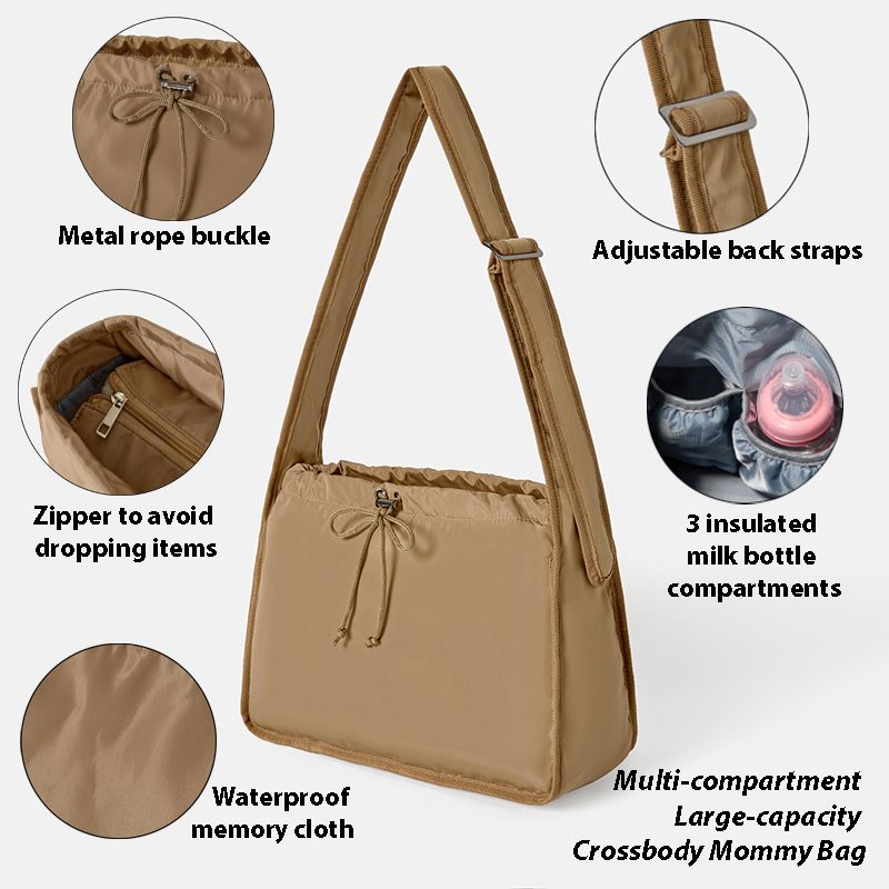 Messenger Diaper Bag Waterproof Mommy Bag Baby Accessories Bag Brown