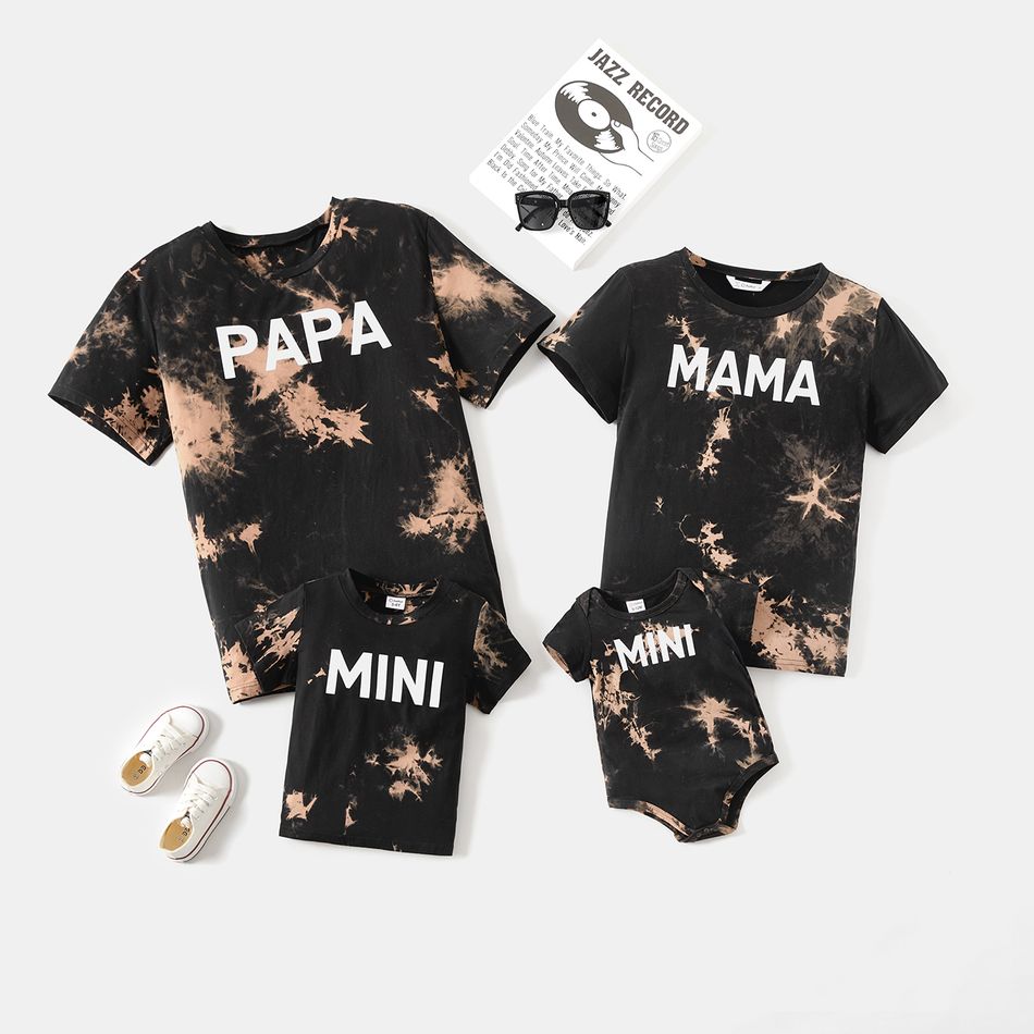 Family Matching 100% Cotton Short-sleeve Letter Graphic Allover Print Tee Colorful big image 1