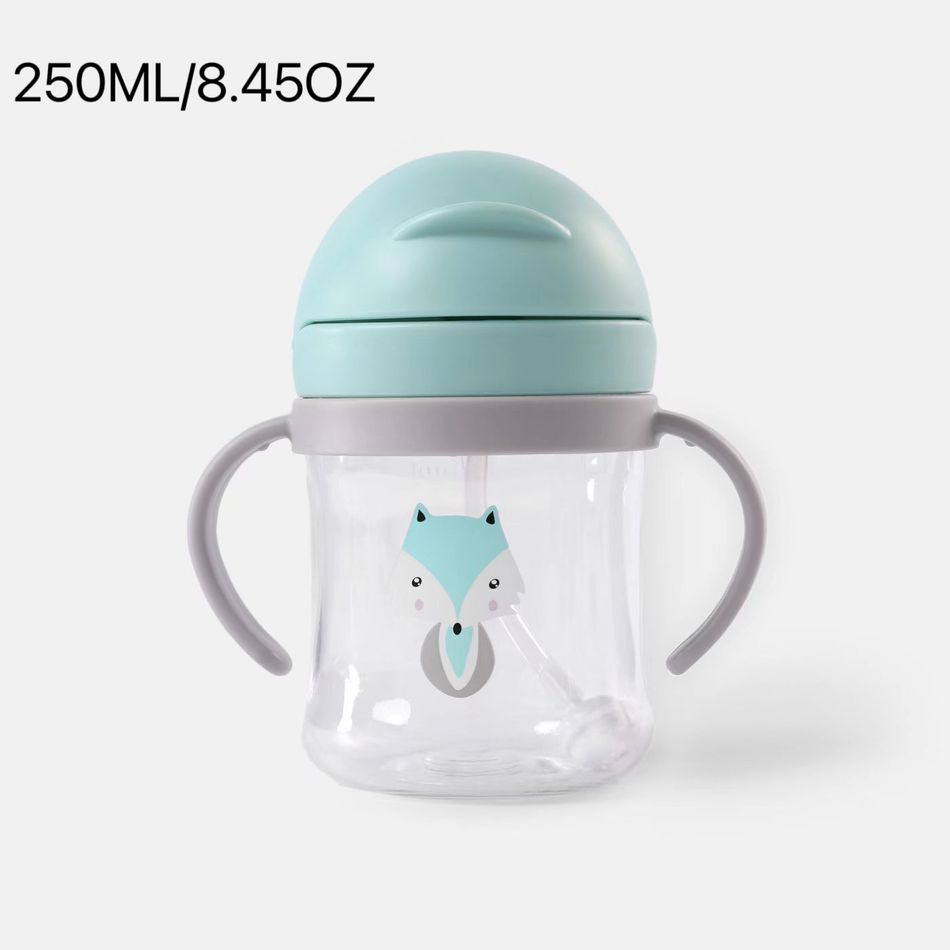 250ML/8.45OZ Kids Straw Water Bottle Fall-proof and Leak-proof Water Cup with Handle Easy Use for Kindergarten Toddler Straw Trainer Cup Light Green big image 1
