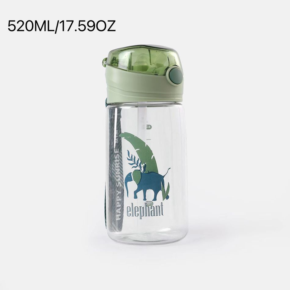 520ML/17.59OZ Straw Water Cup Large Capacity Water Bottle with Scale Plastic Adult Sports Bottle Outdoor Portable Cup Light Green
