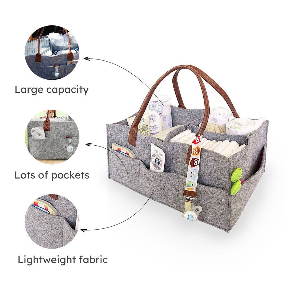 Large Cloth Storage Capacity Diaper Bag Foldable Baby Large Size Diaper Caddy Grey big image 4