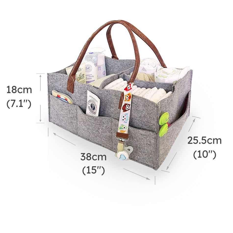 Large Cloth Storage Capacity Diaper Bag Foldable Baby Large Size Diaper Caddy Grey big image 5