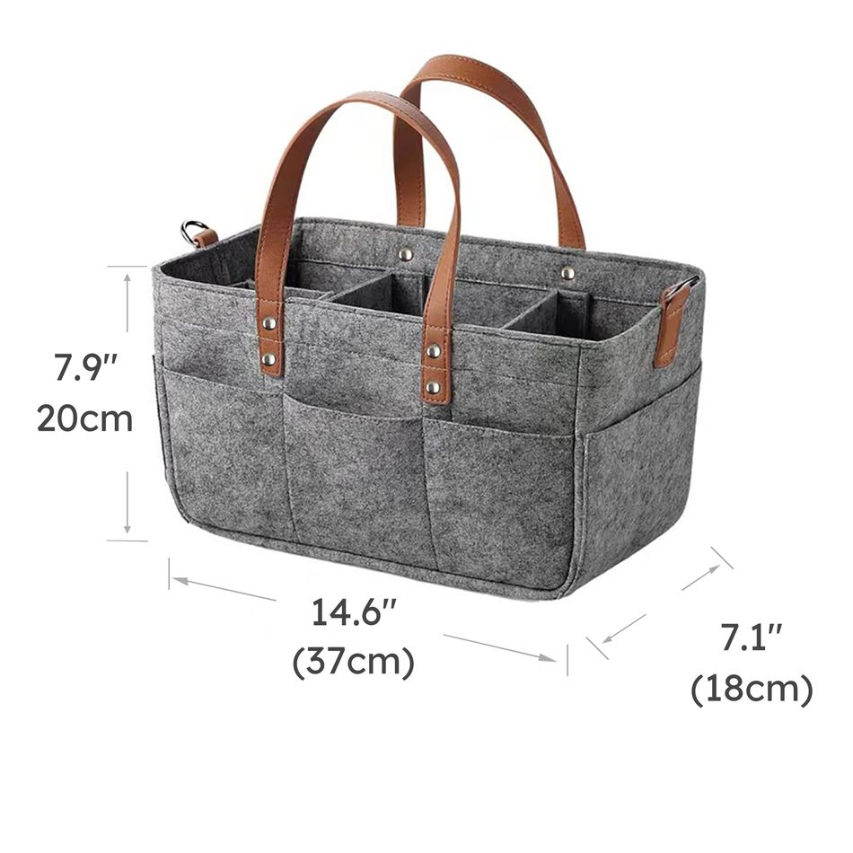 Baby Diaper Caddy Organiser Felt Portable Nursery Bin with Stroller Straps Color-A big image 5