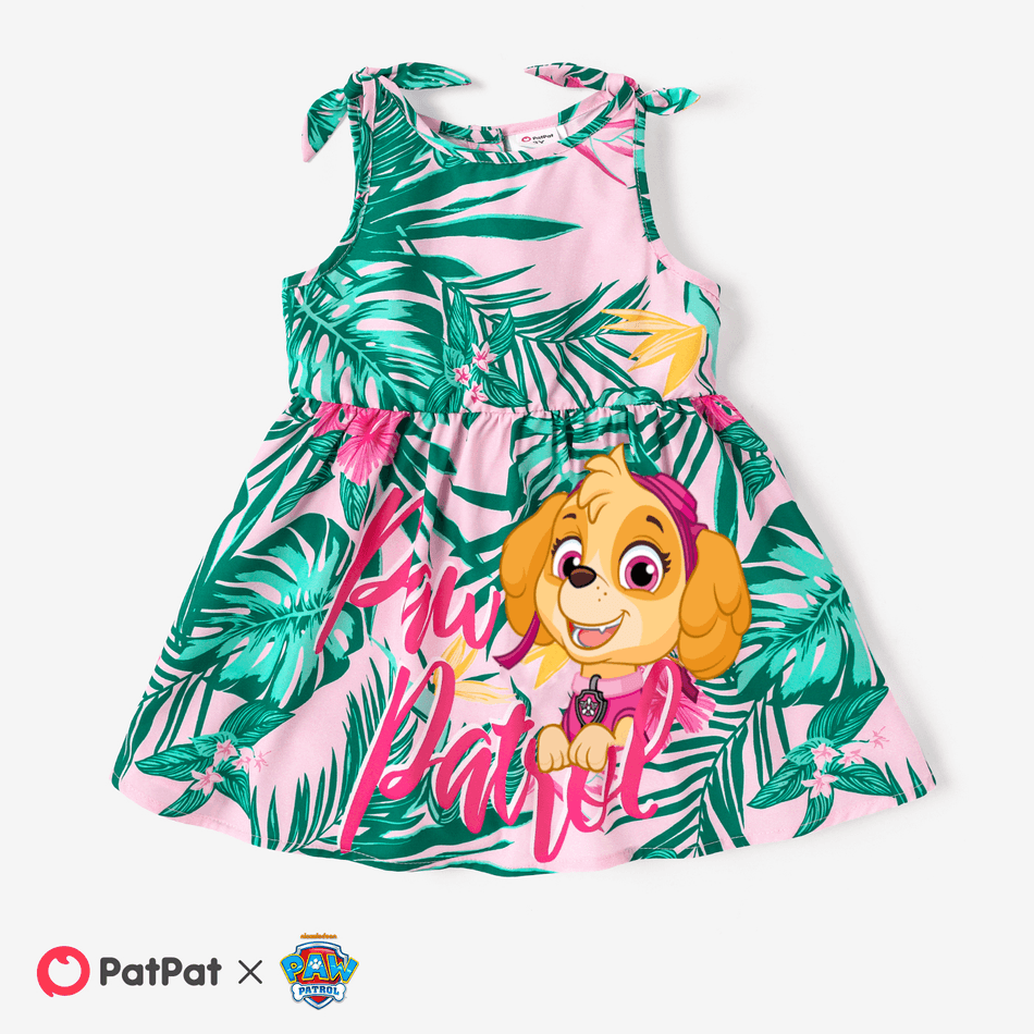 PAW Patrol Toddler Girl Floral Print Bowknot Sleeveless Dress Pink