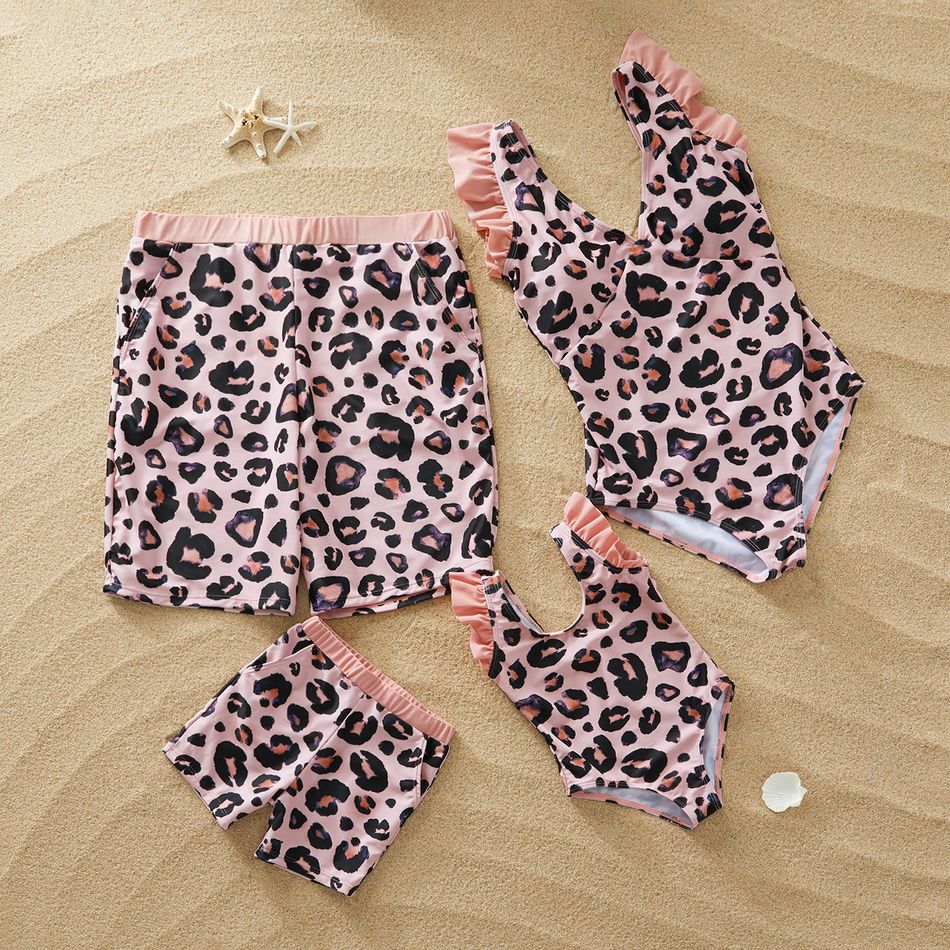 Special Leopard Matching Swimsuit for Family Pink