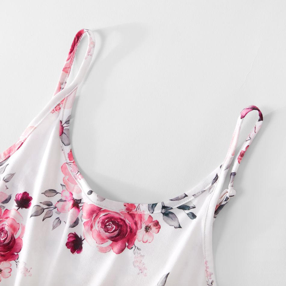 Mommy and Me Floral Print Sling Maxi Dresses White big image 3