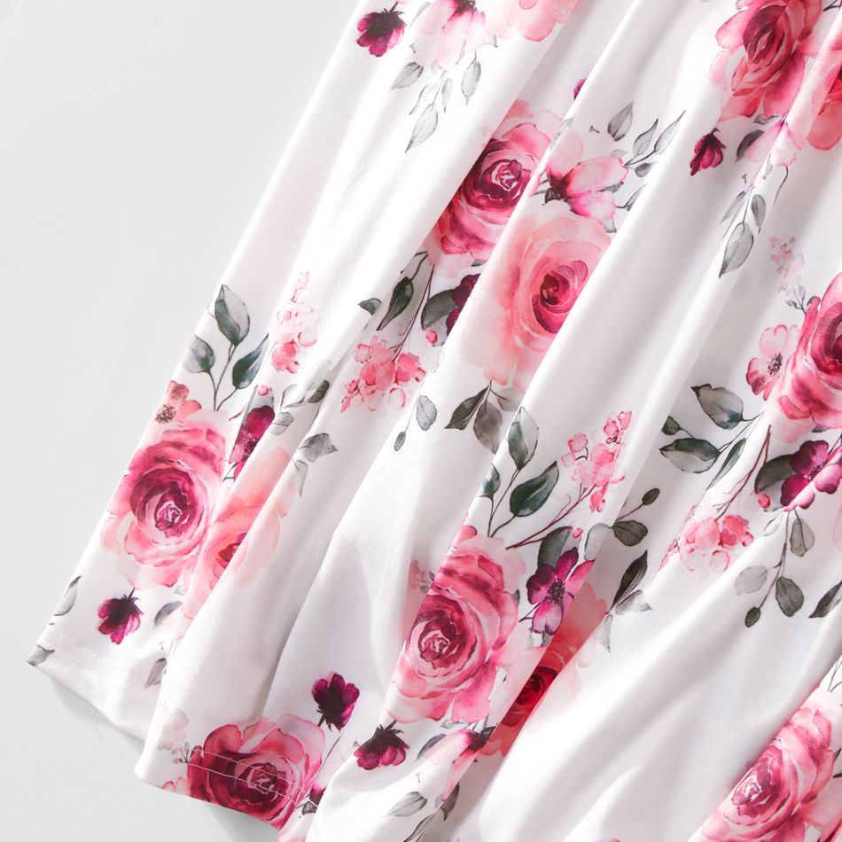 Floral Print Matching White Sling Maxi Dresses White big image 4