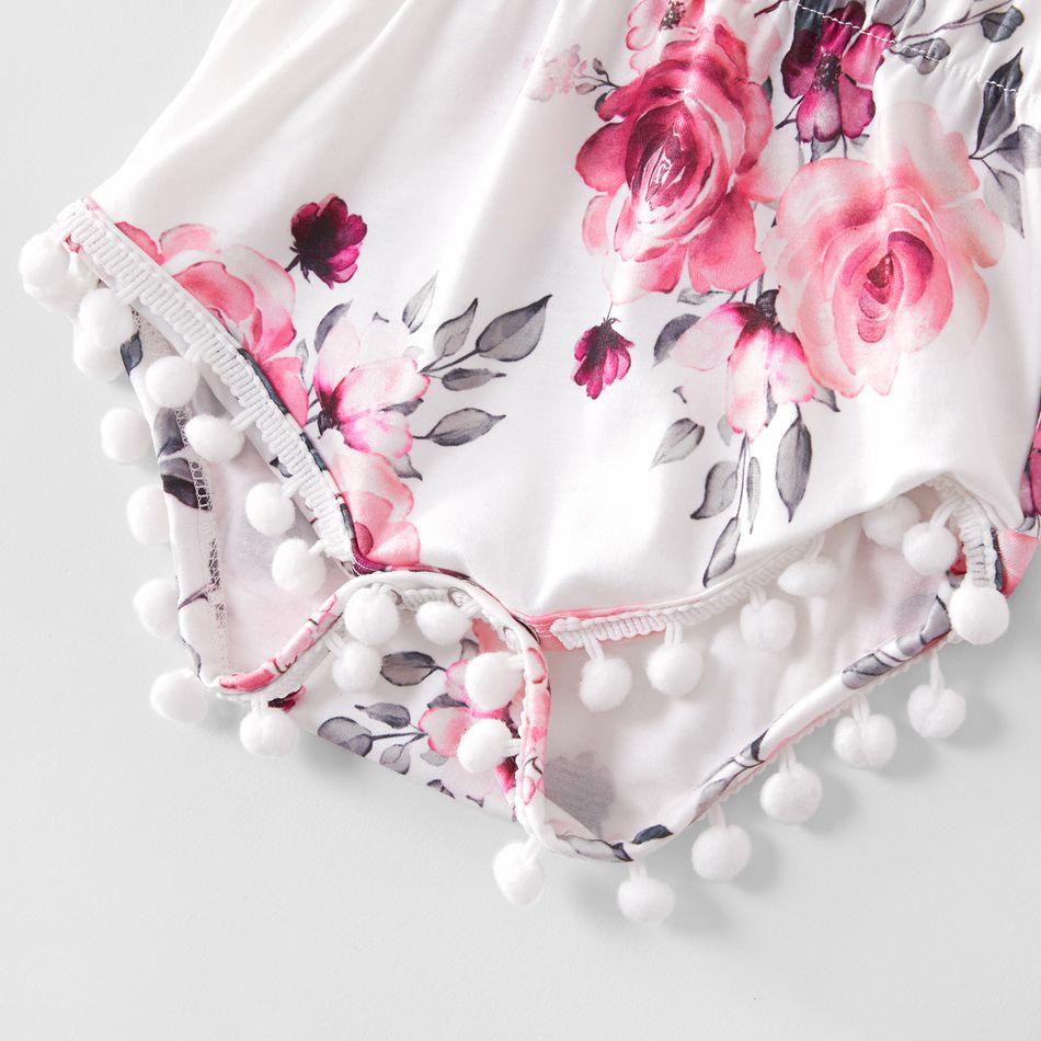 Floral Print Matching White Sling Maxi Dresses White big image 9