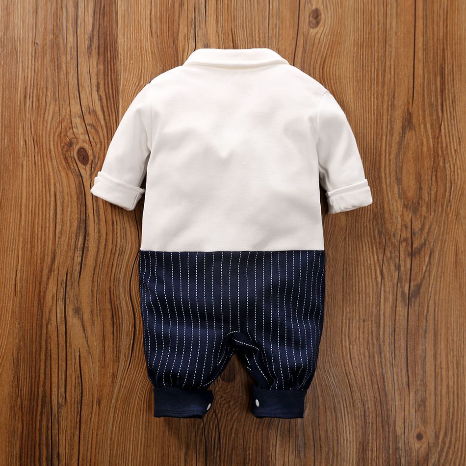 Baby Jungen Unechter Zweiteiler Klassisch Langärmelig Baby-Overalls dunkelblau big image 2