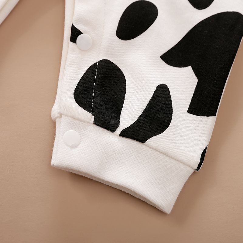 100% Cotton Cow Print Long-sleeve White Baby Jumpsuit White big image 6
