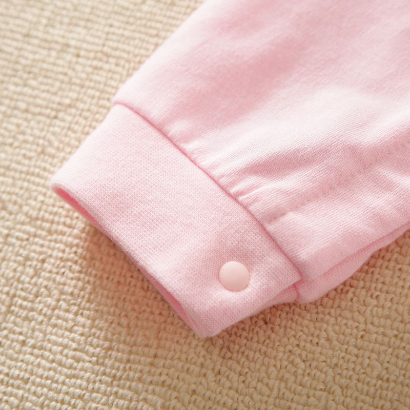 Dinosaur Print Long-sleeve White Baby Jumpsuit Pink