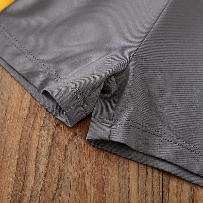 2pcs Baby Boy Soccer Patch Decor Striped Short-sleeve T-shirt and Colorblock Shorts Set Grey big image 7