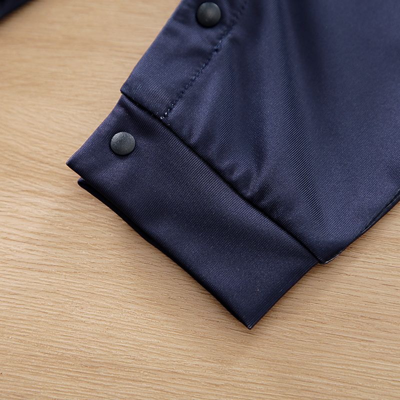 Baby Boy Gentleman Necktie Design Allover Mustache Print Spliced Long-sleeve Jumpsuit Navy