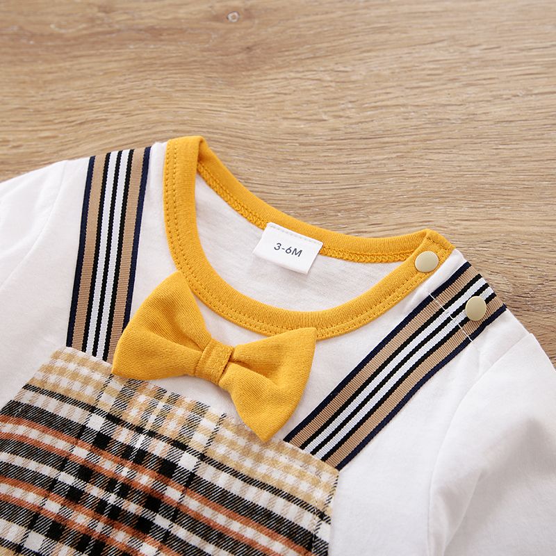 Baby Boy/Girl 100% Cotton Long-sleeve Faux-two Plaid Jumpsuit PLAID big image 3